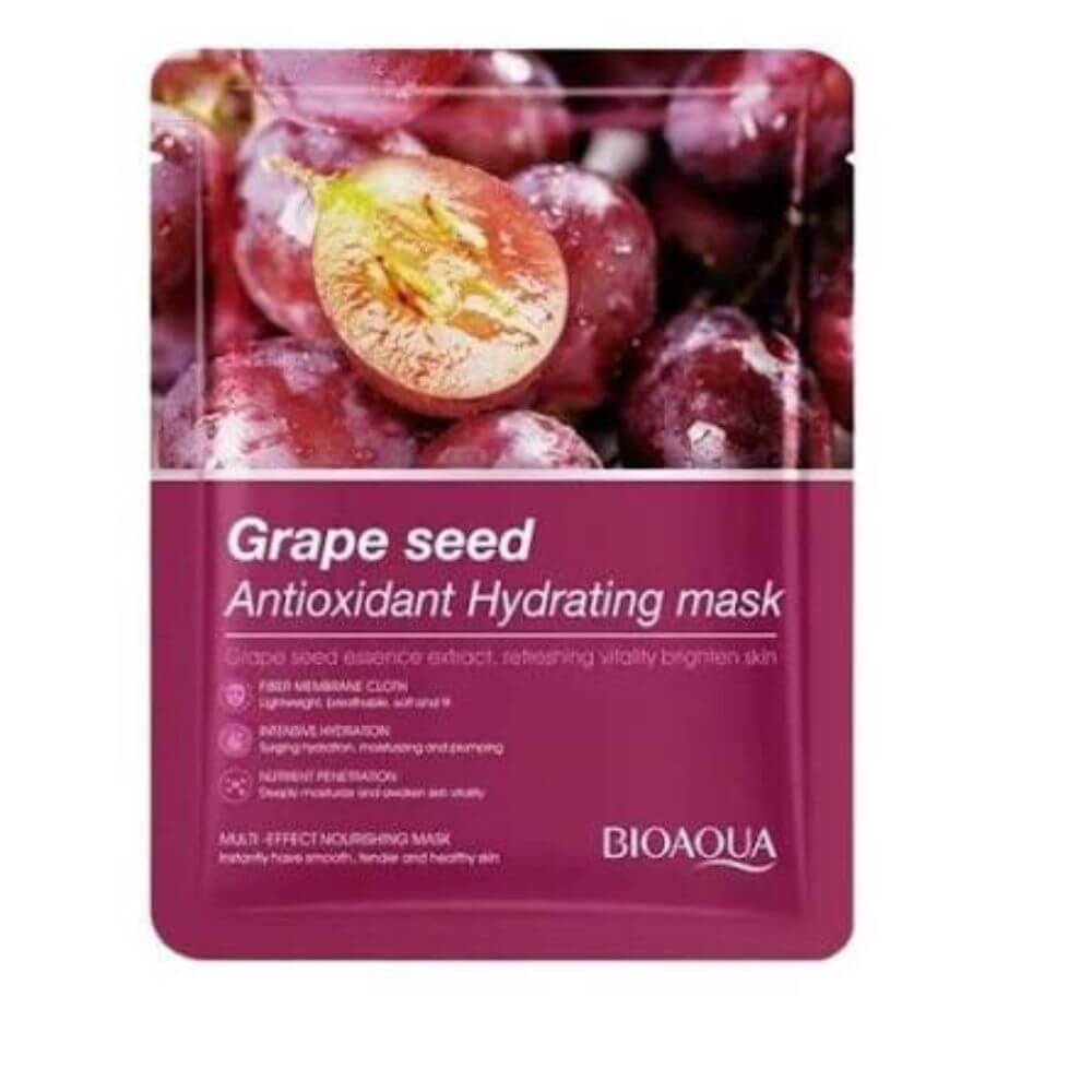 🍇BIOAQUA GRAPE SEED -Grape Seed Antioxidant Hydrating Facial Sheet Mask | GlamMashion