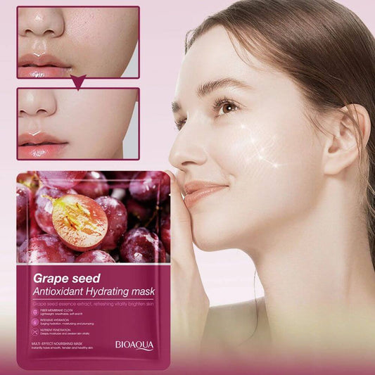 🍇BIOAQUA GRAPE SEED -Grape Seed Antioxidant Hydrating Facial Sheet Mask | GlamMashion