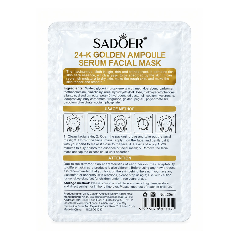 SADOER 24K Golden Ampoule Facial Mask