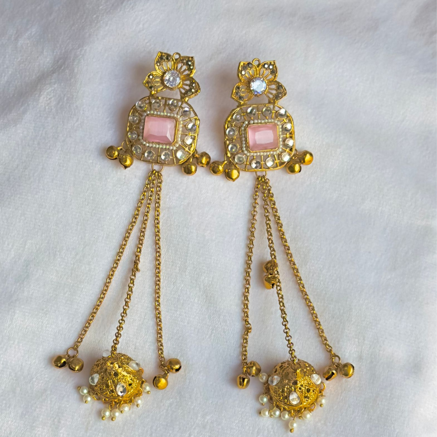 🌸ROYAL KASHMIRI JHUMKA EARINGS WITH CHAIN | Traditional Handcrafted for Women GLAMMASHION