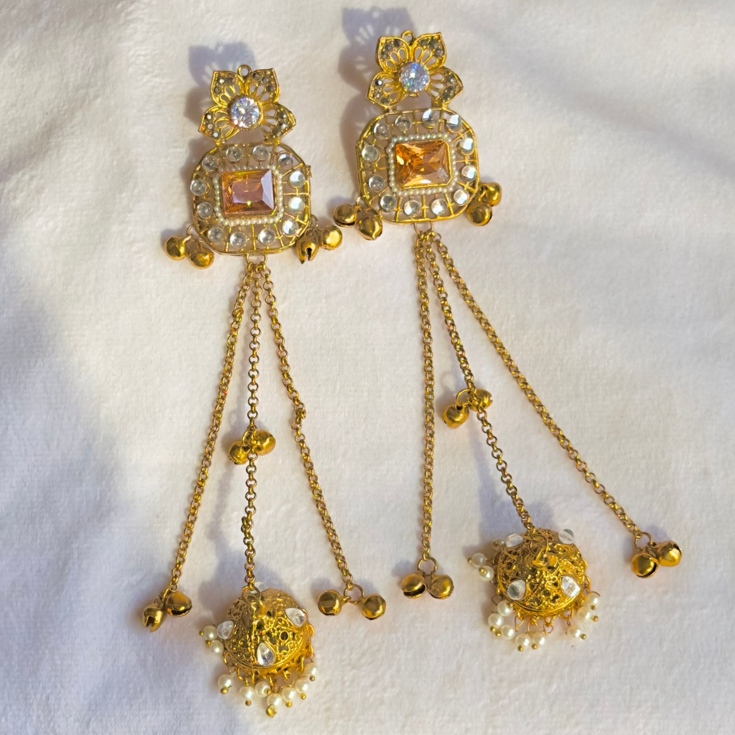 🌸ROYAL KASHMIRI JHUMKA EARINGS WITH CHAIN | Traditional Handcrafted for Women GLAMMASHION