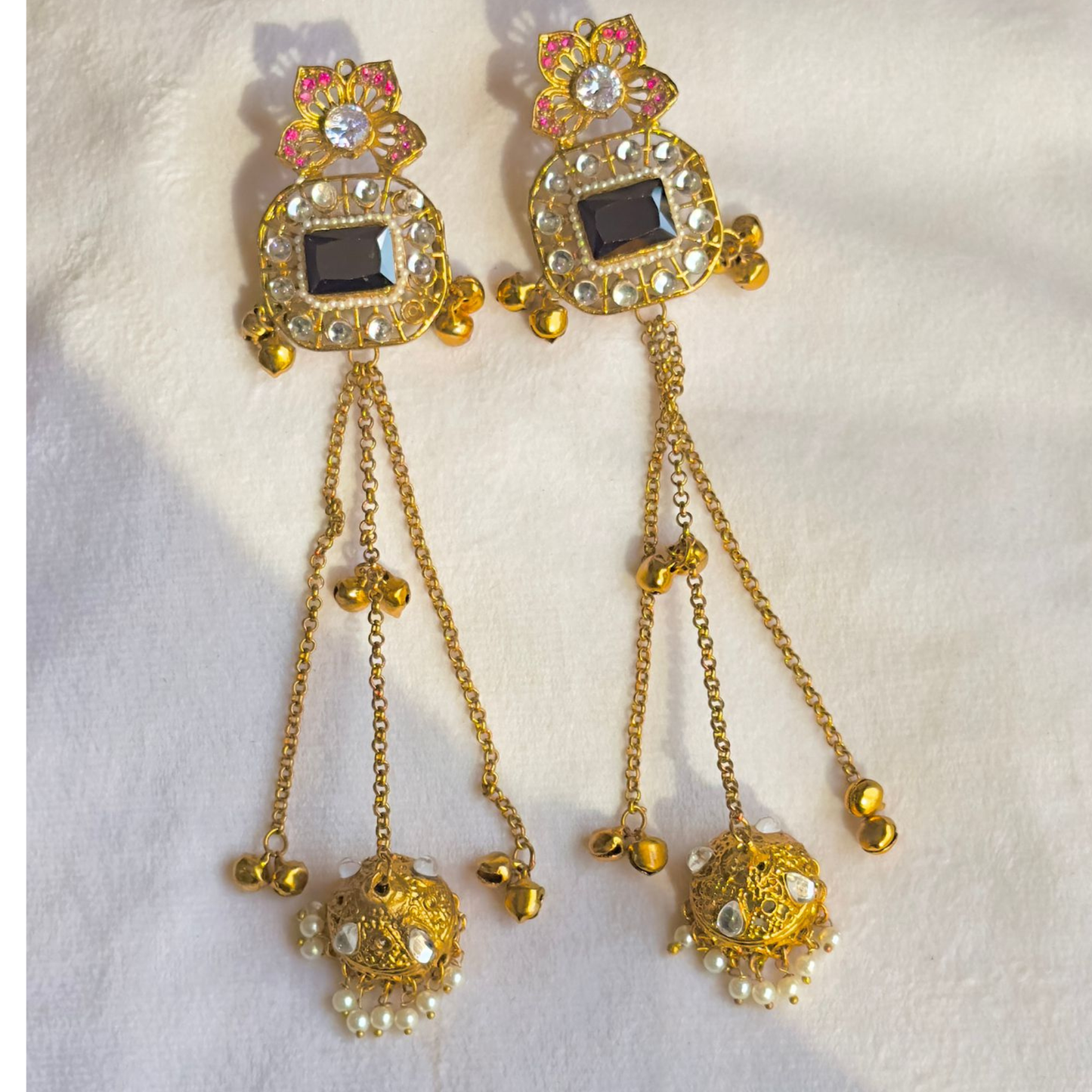🌸ROYAL KASHMIRI JHUMKA EARINGS WITH CHAIN | Traditional Handcrafted for Women GLAMMASHION