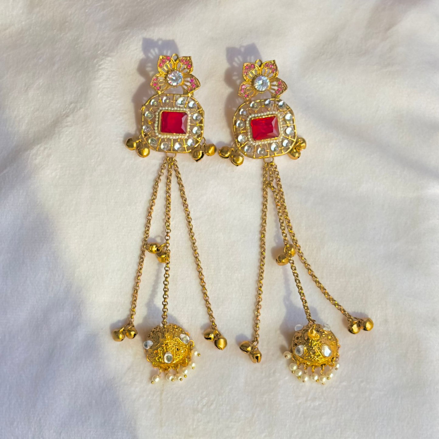 🌸ROYAL KASHMIRI JHUMKA EARINGS WITH CHAIN | Traditional Handcrafted for Women GLAMMASHION