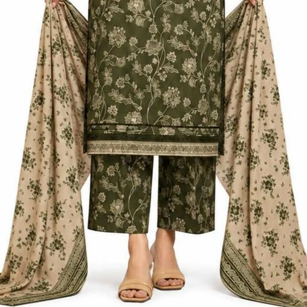 SAPPHIRE 3 PIECE Unstitched Green Lawn Suit